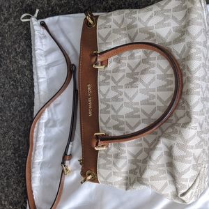Michael Kors white and tan handbag